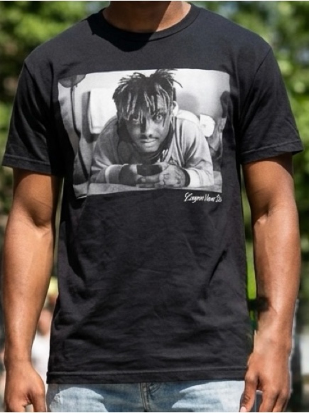 Juice Wrld Legends Never Die 100% Cotton Graphic T-Shirt M Black Rap Tee 999 EUC